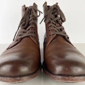 Frye Tyler Flex Cognac Brown Leather Lace Up Ankle Boots Size 9 B